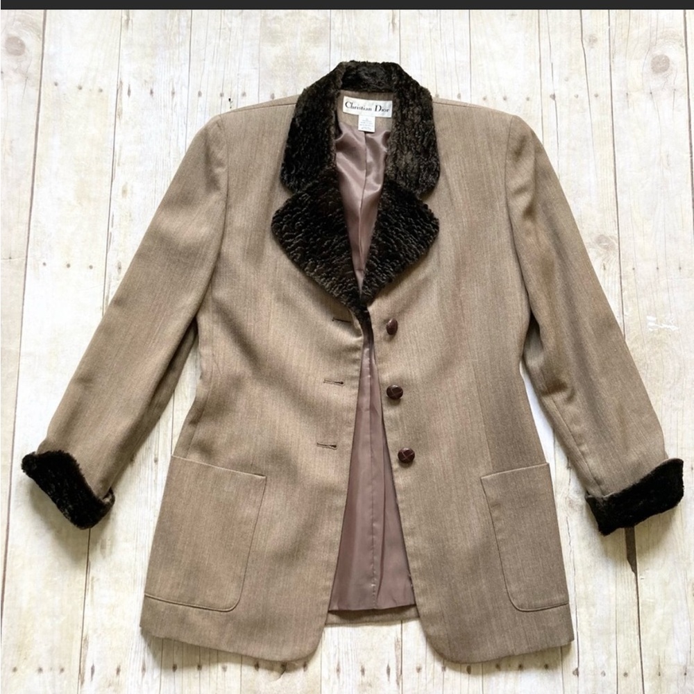 Vintage Christian Dior Faux Fur Trimmed Blazer 6